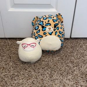 2 squishmallows - one 4” lamb, and one 8” cheetah